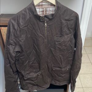 Men's Dark Brown Solid/Plaid Reversible Jacket